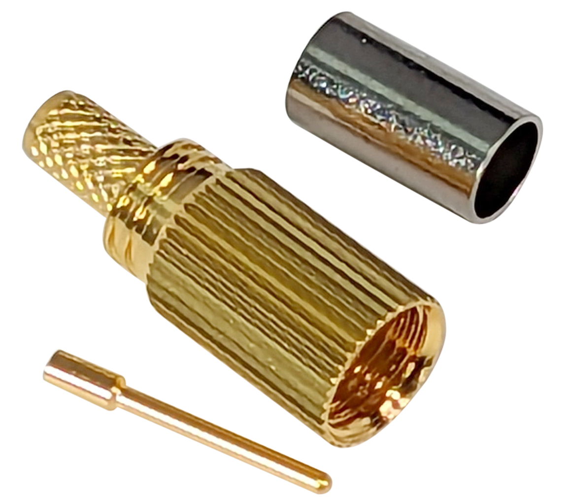 Marine Radio Antenna Connector: FME Male RG-58 LMR-195 Crimp-On. Gold Plated