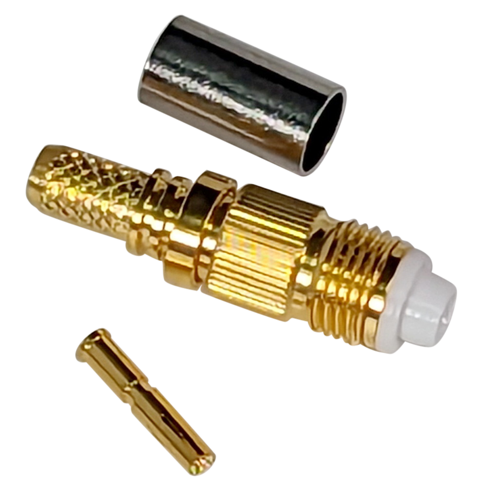 Marine Radio Antenna Connector: FME Female RG-58 LMR-195 Crimp-On. Gold Plated
