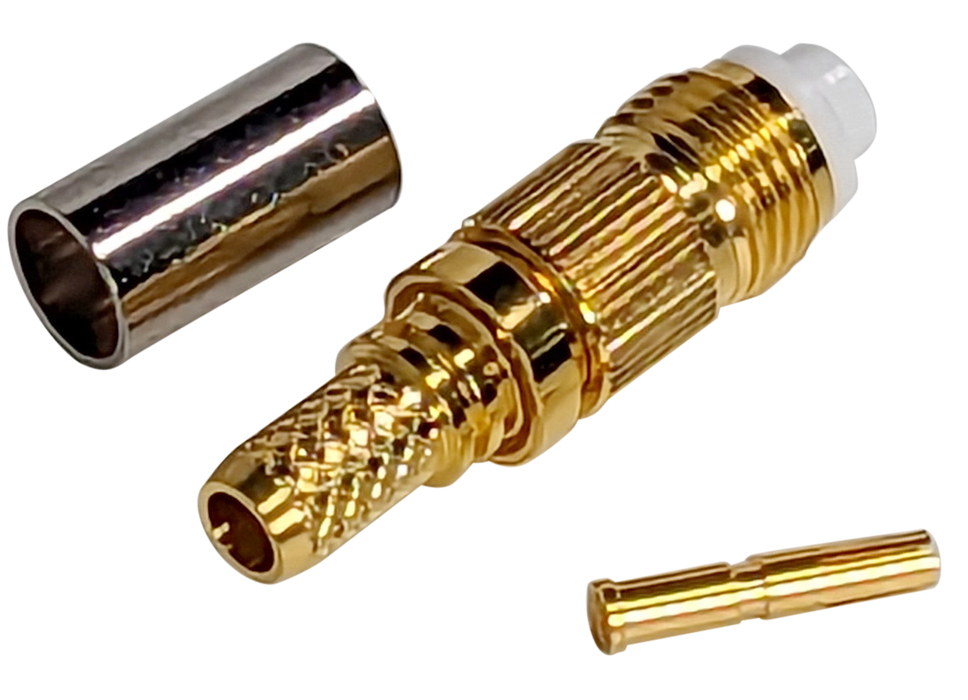 Marine Radio Antenna Connector: FME Female RG-58 LMR-195 Crimp-On. Gold Plated
